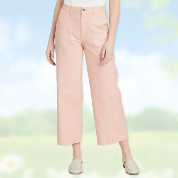 NWT Highest-Rise Wide-Leg Peach/Pink Crop Jeans - Women's Sizes 12, 16, 18 Pants - Picture 2 of 6